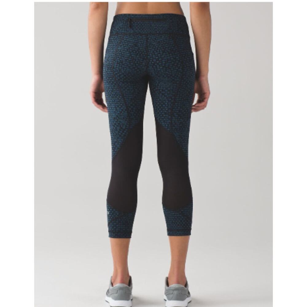 Lululemon Pace Rival Crop Shatter Weave Desert Teal Alberta Lake/Black 6